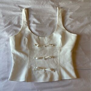 Zara Cream Bow-Accent Crop Top